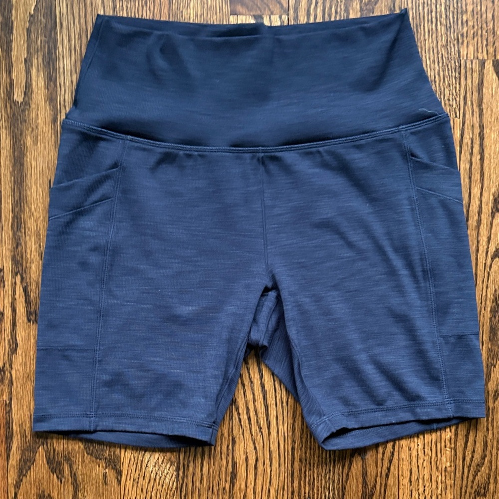 Prana Women's Navy Blue High-Waisted Biker Shorts Large